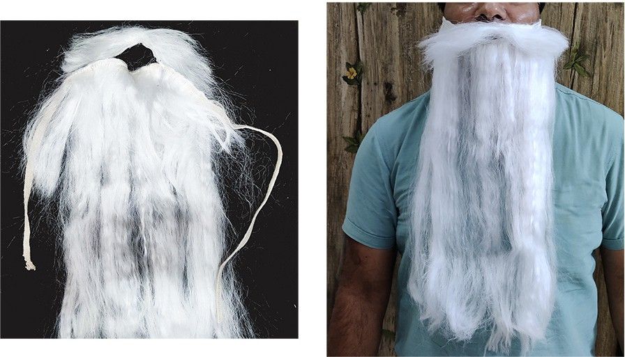 Ramleela Sadhu Character moustache attached beard for all free size white beard Hair Extension-image-33