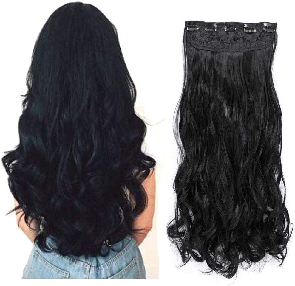 crazy hair Women's 5 Clip in Curly 24 Inch, Black Hair Extension-picture-13