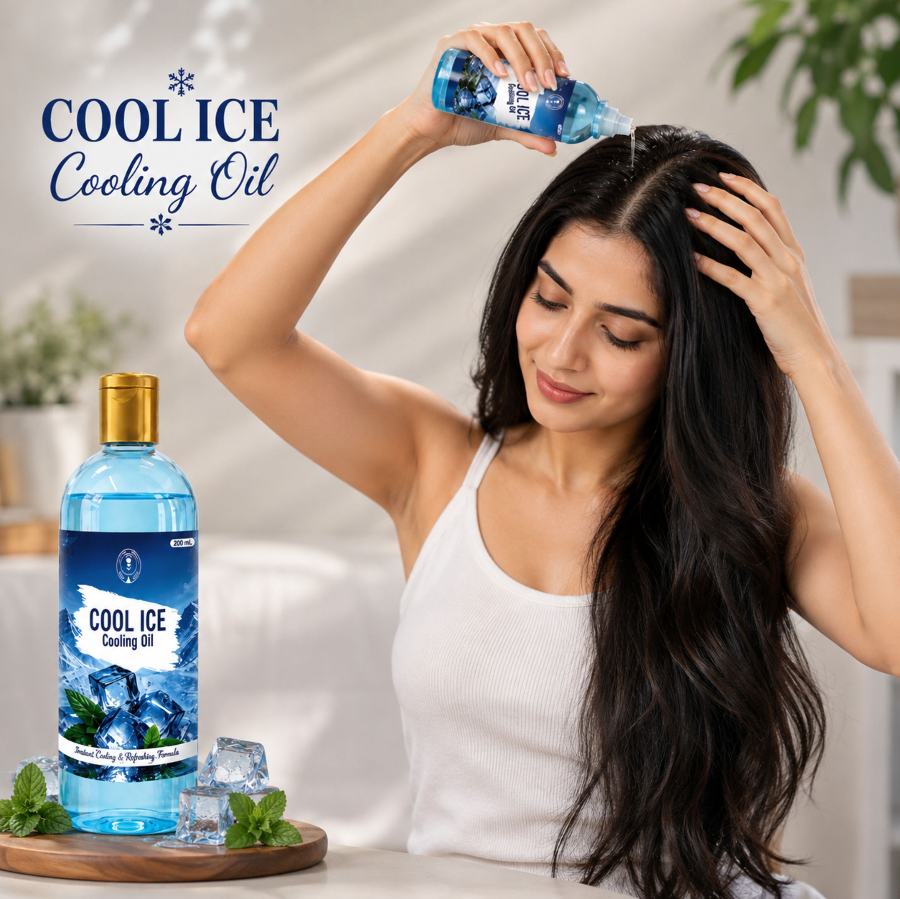indu's vedic shala Ice Cooling Oil | Enriched with Menthol, Peppermint, Coconut & Eucalyptus Oil | Hair Oil-picture-12