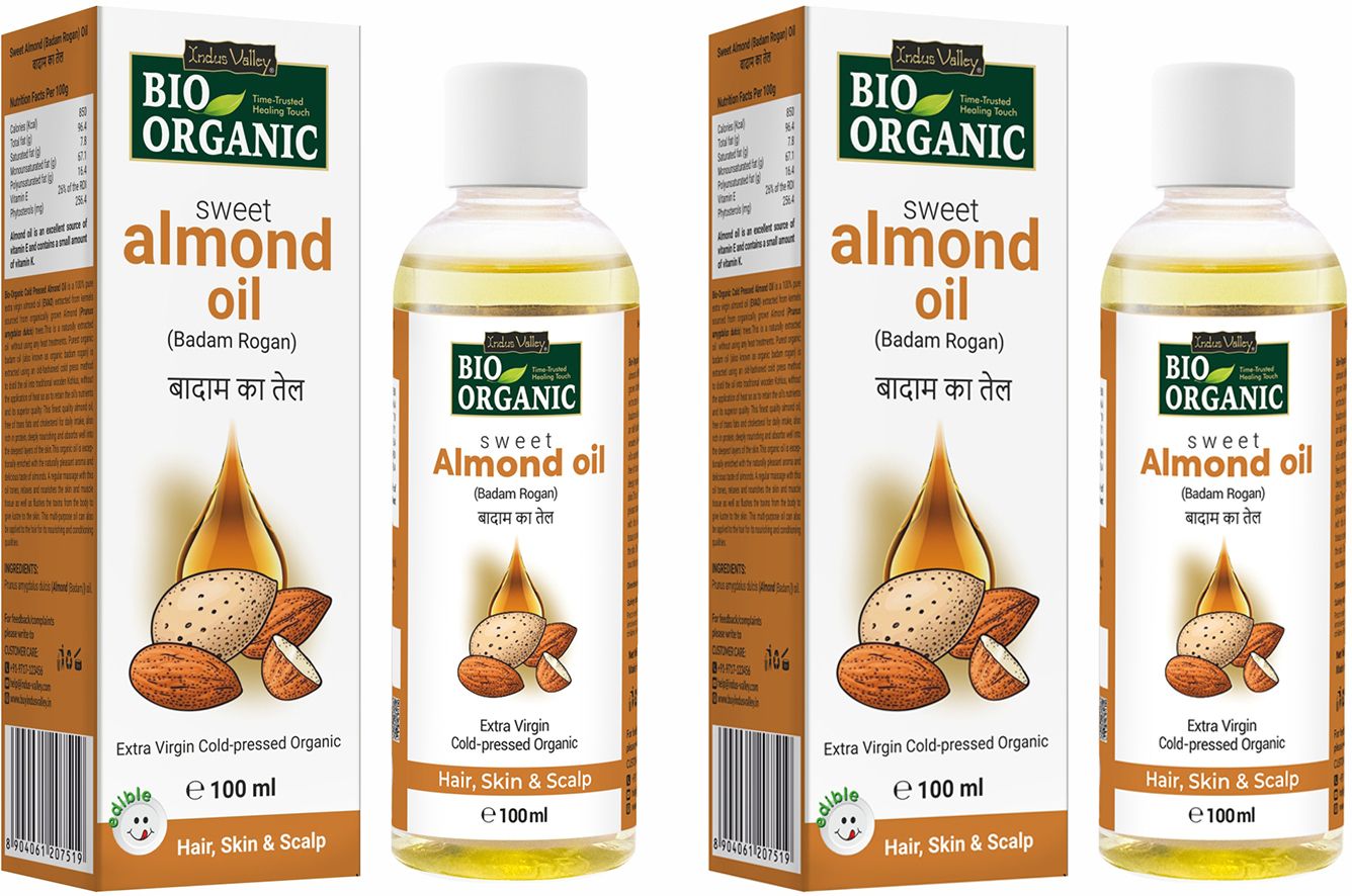 BIO Organic Cold Pressed Sweet Almond Oil- Twin Pack Hair Oil