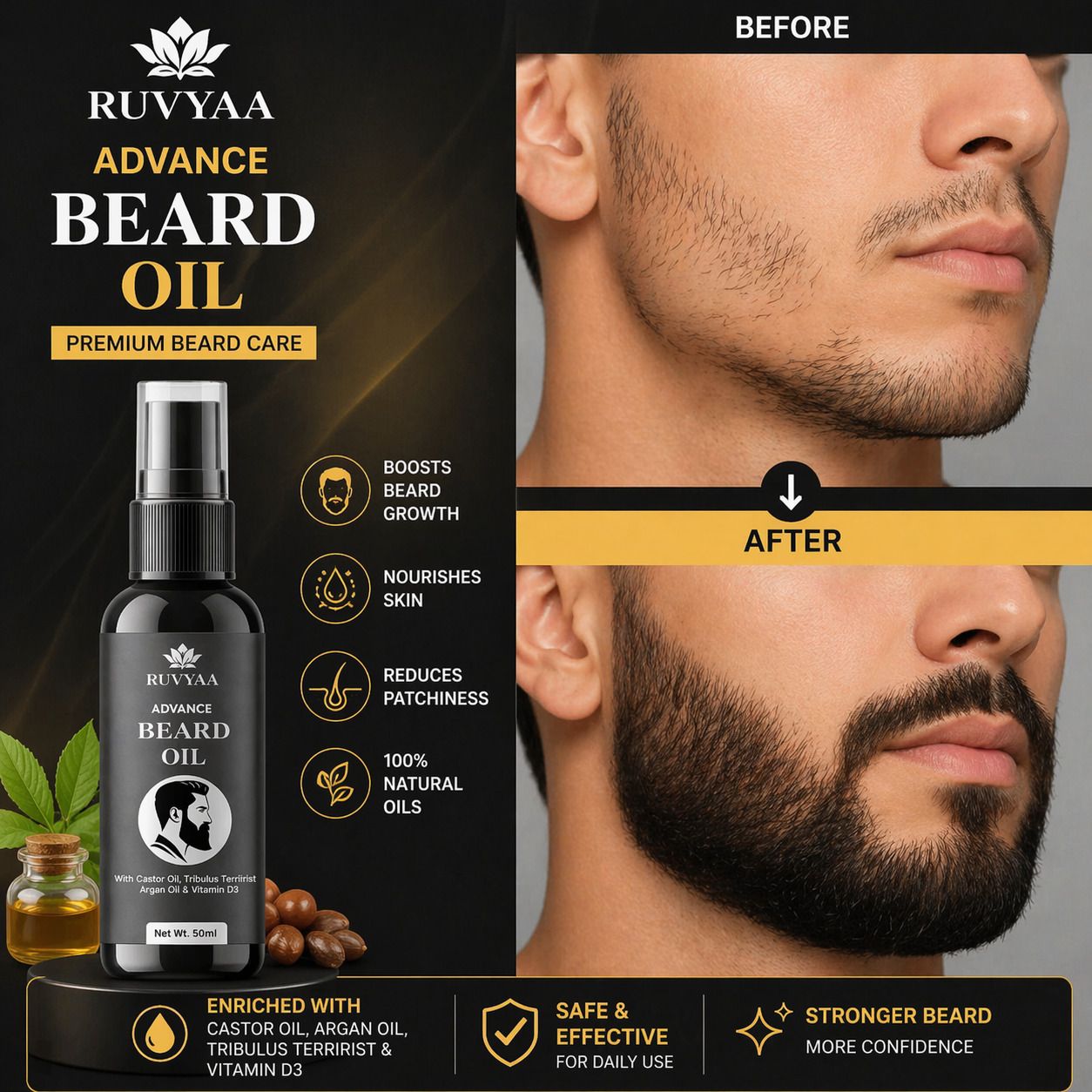 Herbal Beard Oil Fast Beard Growth | Beard Thickening & Beard Conditioning Oil Hair Oil-image-36