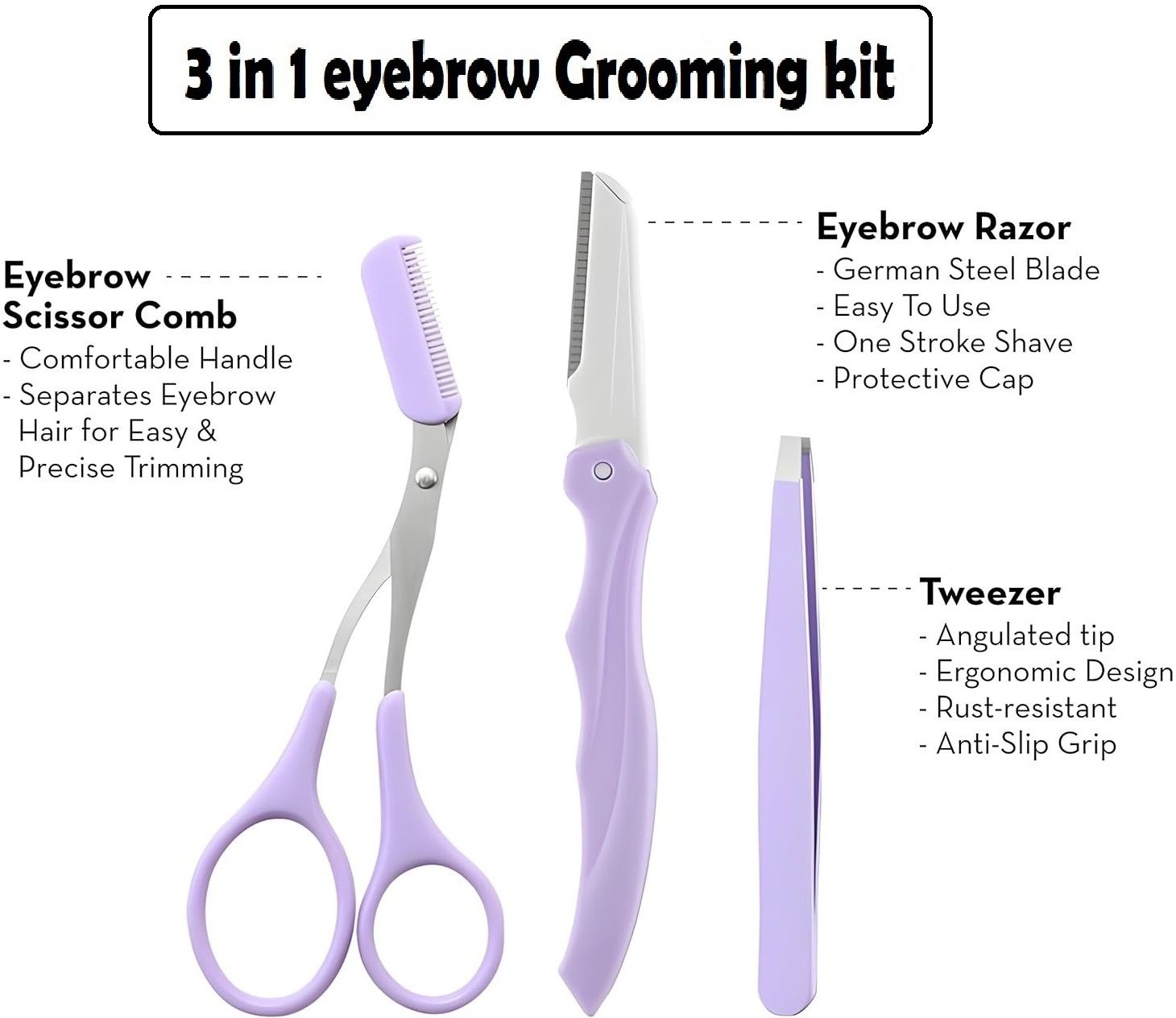 Eyebrow Shaping Tool Set Premium 3 Pcs Eyebrow Grooming Kit for Beginners, Women-image-20