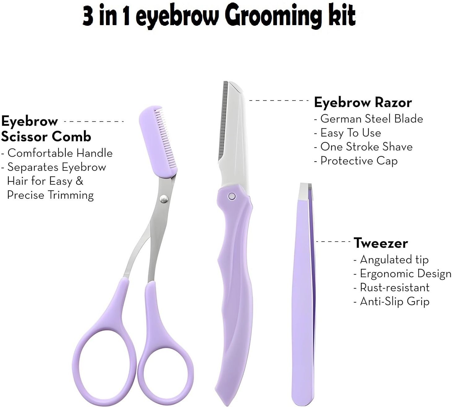 taxila Scissor, Razor & Tweezer Set-Precision Eyebrow Shaping Tool for Women-picture-14
