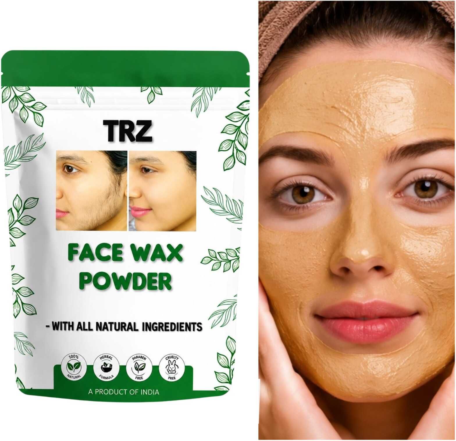 trz Face Wax Powder 50g for Women & Men | Facial Hair Removal | Smooth Skin Care Powder-picture-11