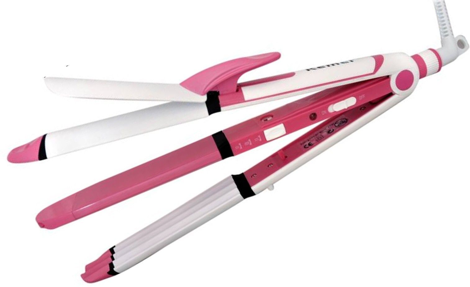 Kemei KM-1291 Ear Lobe & Accessories QUALX 3 In 1 Beauty Styler km-1291 Hair Straightener (White) Hair Straightener-image-21