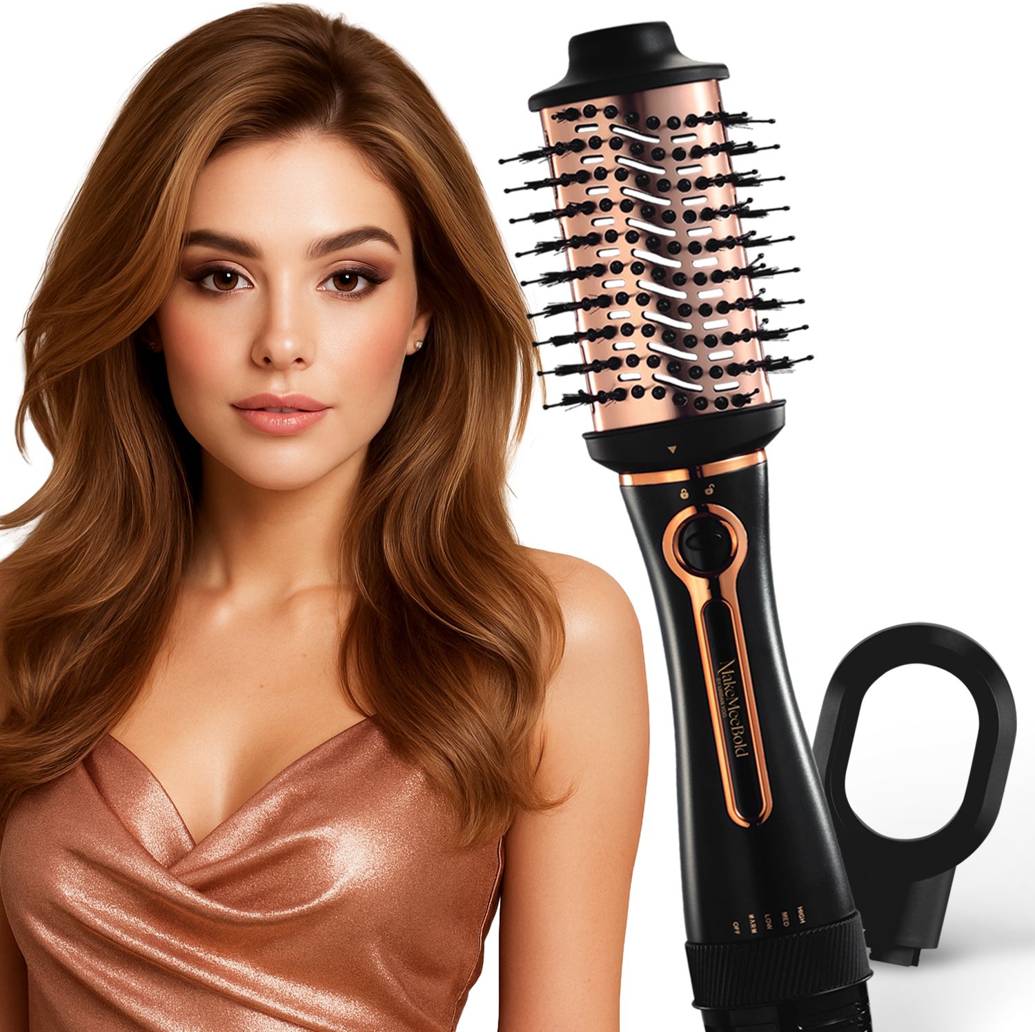 MakeMeeBold 3 in 1 Hot Air Brush for Women Hair Styler Brush 3-in-1 | Volumizer, Blow Dryer & Straightener Tool Hair Straightener Brush