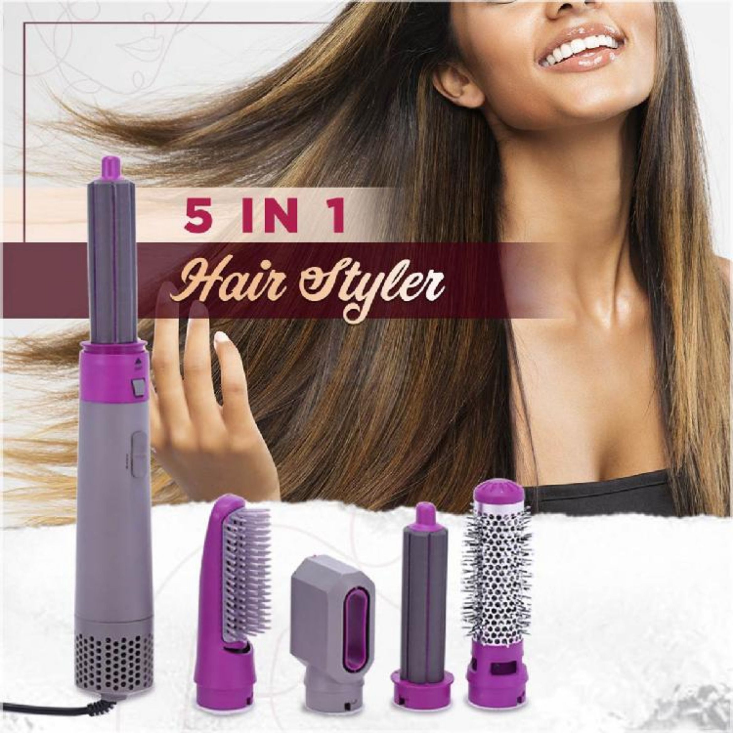 Techelite Top Selling Product Hot Air Styler Detachable Brush Head for Curling Drying The Power of One: 5-in-1 Hot Air Brush for Beauty Hair Styler-image-32