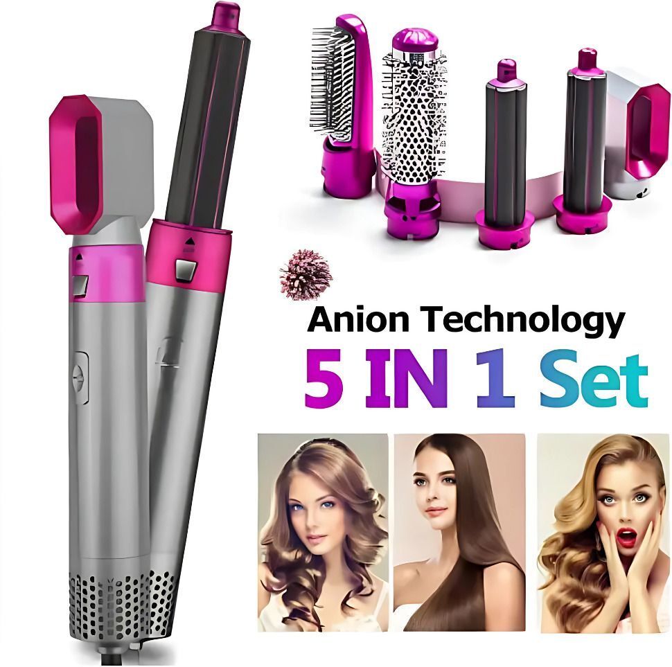 BazaarNest 5 in 1 Style Hair Dryer Hot Air Brush Dryer for Woman Electric Hair Styler-image-37