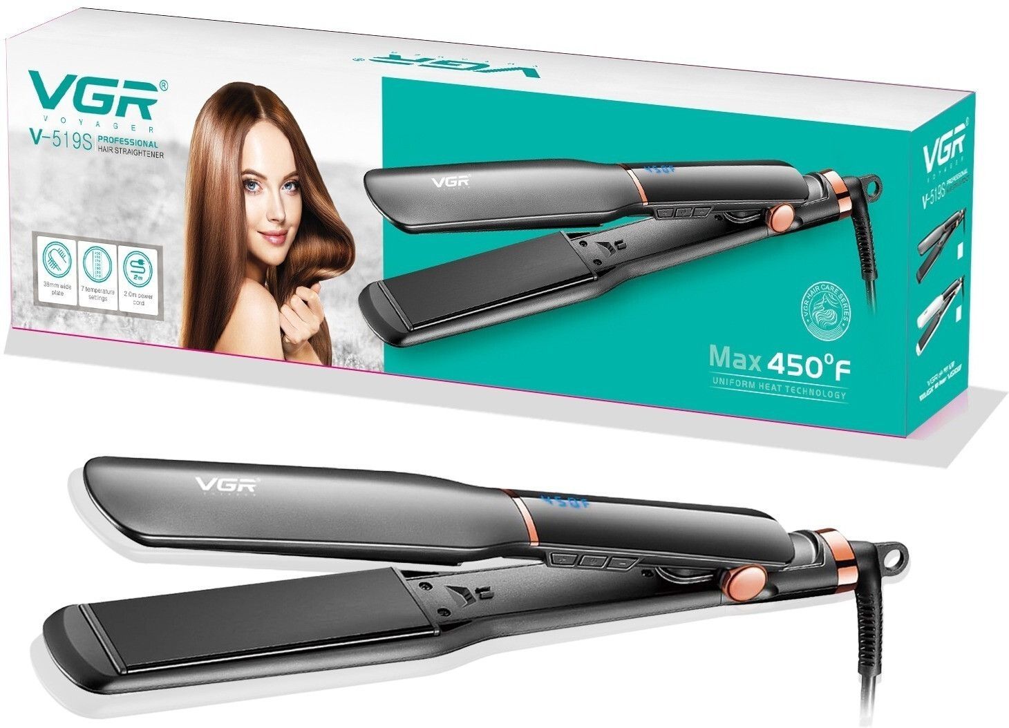 VGR V-519 Professional Hair Straightener with Slim Ceramic Plate, Adjustable Heat V-519 Hair Straightener-image-35