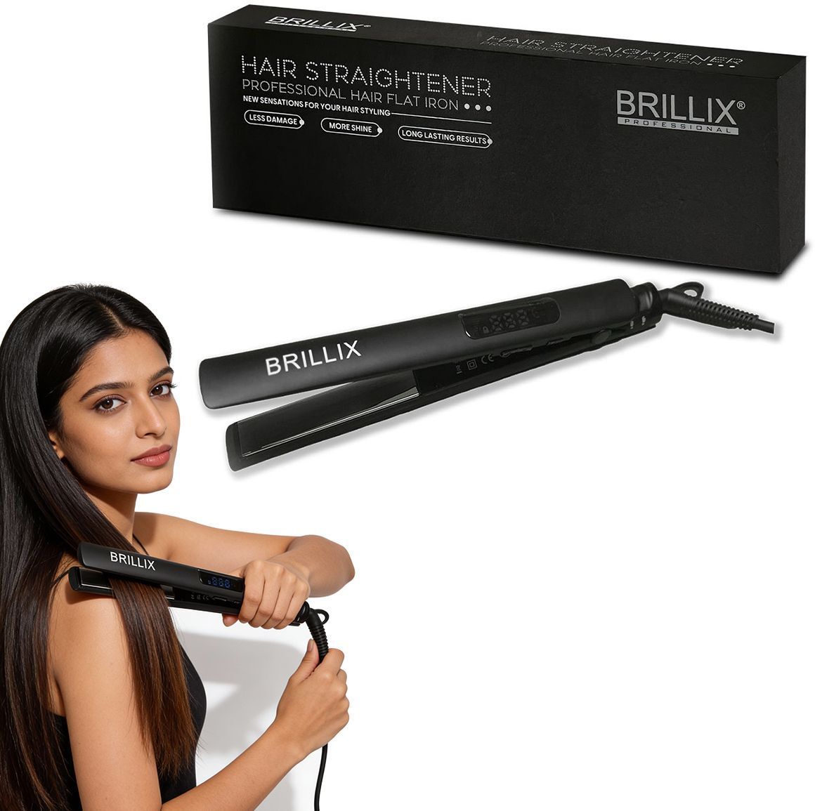 Brillix 1-Minute Fast Heat-Up & 360° Swivel Cord Professional Hair Straightener HS-958A1, 230°C Max Temp. Ceramic Coated Plates Hair Straightener-image-46