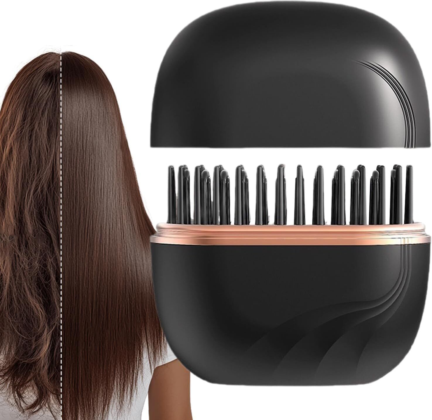 KitchExpo 2-in-1 Portable Hair Straightening Comb USB Rechargeable Styling Brush Mini 965 Hair Straightener-image-2