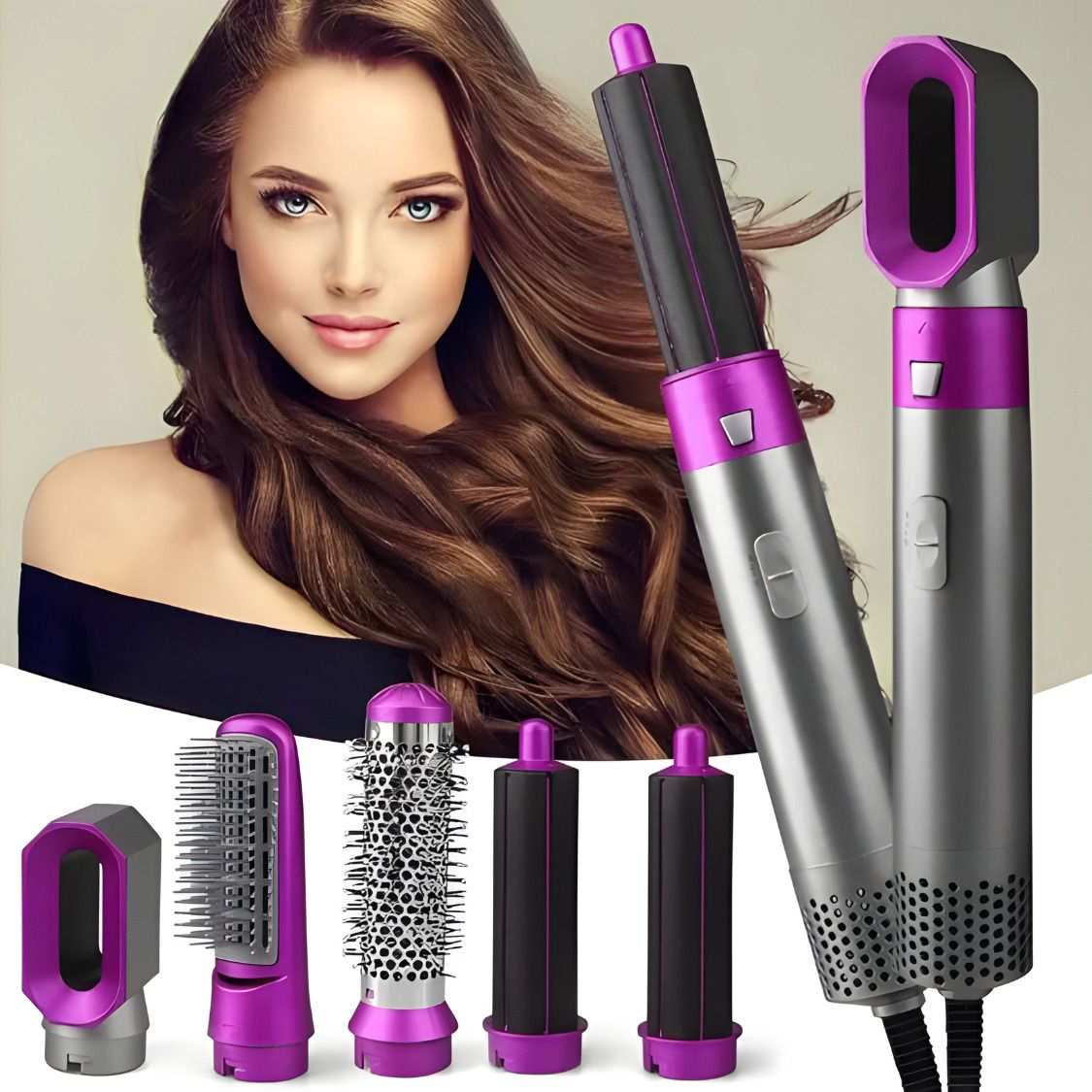 Dizosonic 5-in-1 Hair Styler Set Manual Curl,hair straightener, Electric Hair Styler 5 IN 1 Hair Dryer Brush, Hot Air Styler Hair Tools Detachable Brush Head Hair Styler-image-6