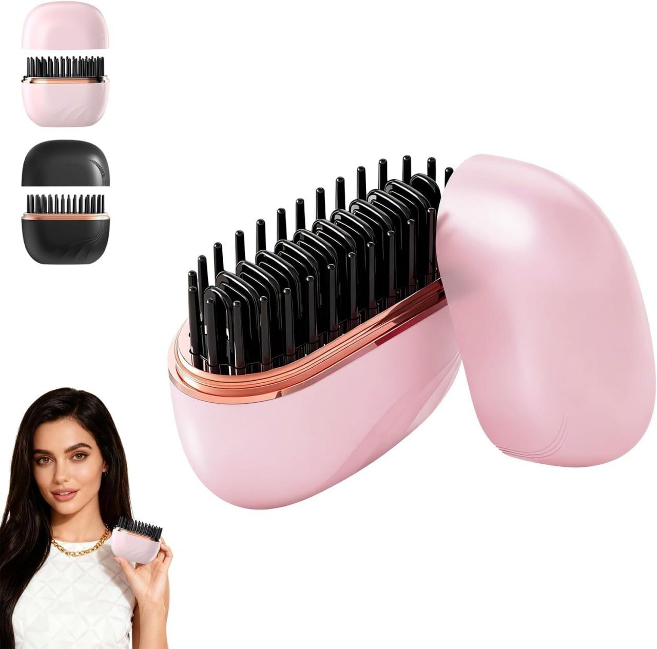 Opnex Mini Rechargeable Hair Straightener Brush with Ceramic Coating, Fast Heating Lightweight Travel Hair Styling Tool Hair Straightener-image-8