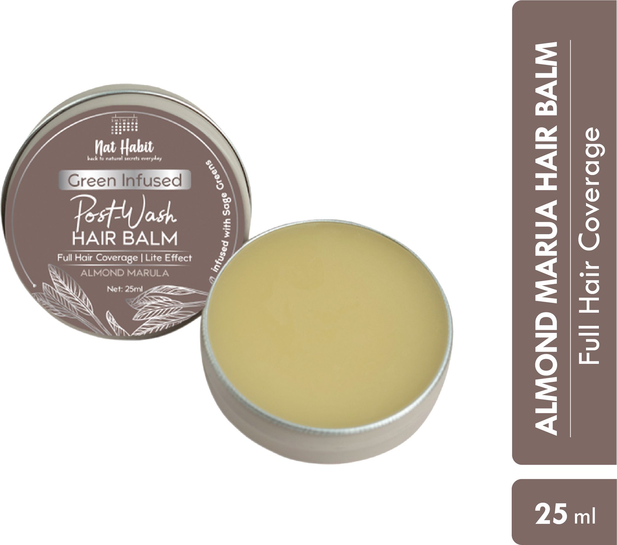 nat habit Almond Marula Post-Wash Hair Balm | Split Ends, Hair Smoothening, Straightening, Conditioning | Frizzy Hair Treatment | Ayurvedic, Herbal | FRESH KitchenMade, Infused with Sage Leaves & Oils Hair Styler-picture-3