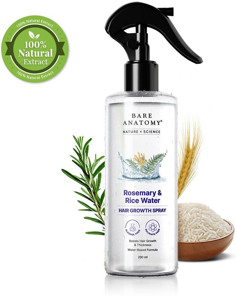 bare anatomy Rosemary Water Spray for Hair Growth, Thickness & Hairfall Control, 100% Natural Hair Styler-picture-18