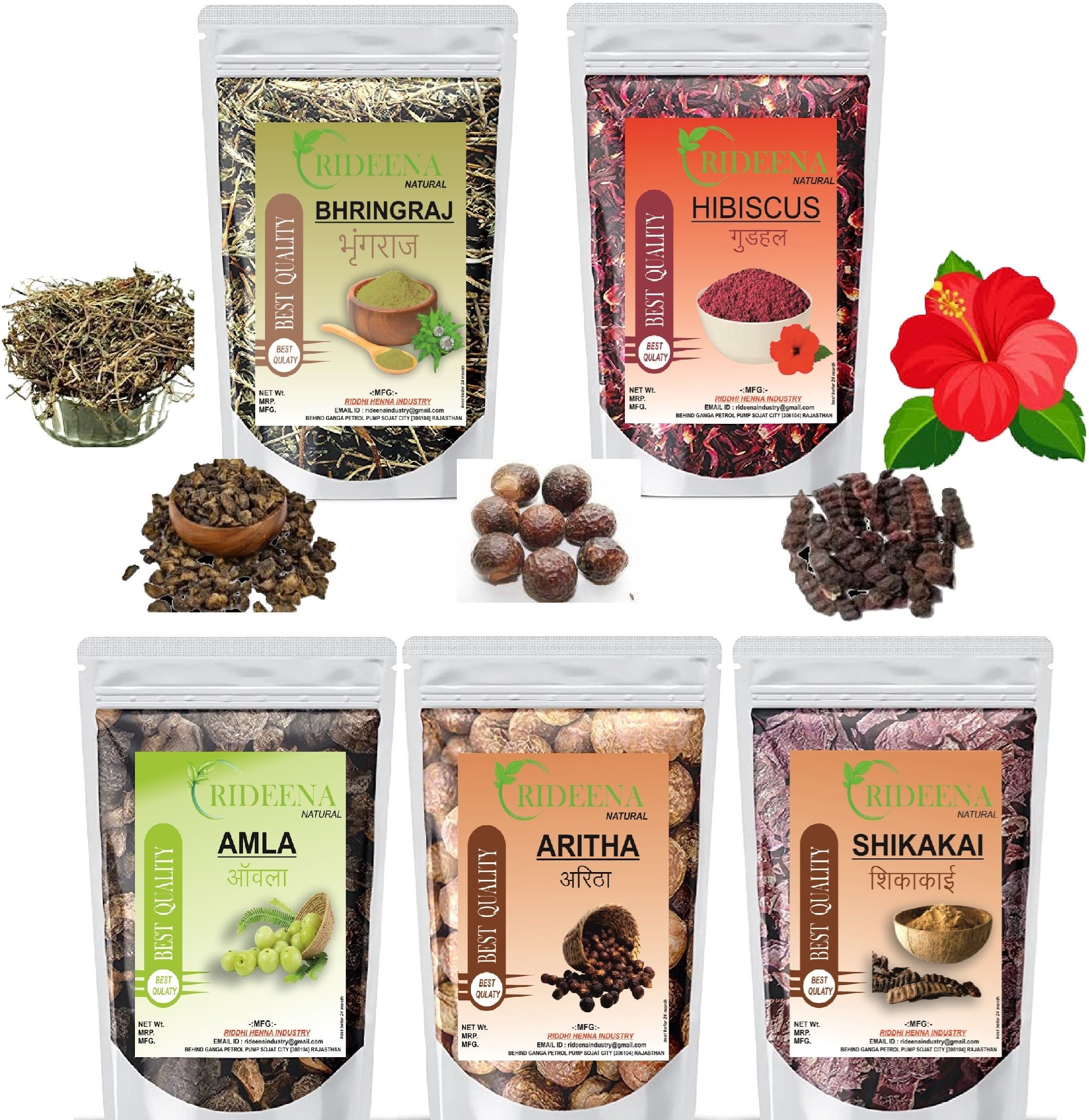 rideena Natural Dry Amla Raw Reetha Raw Shikakai Raw Bhrinjraj Raw Hibiscus Raw-picture-10