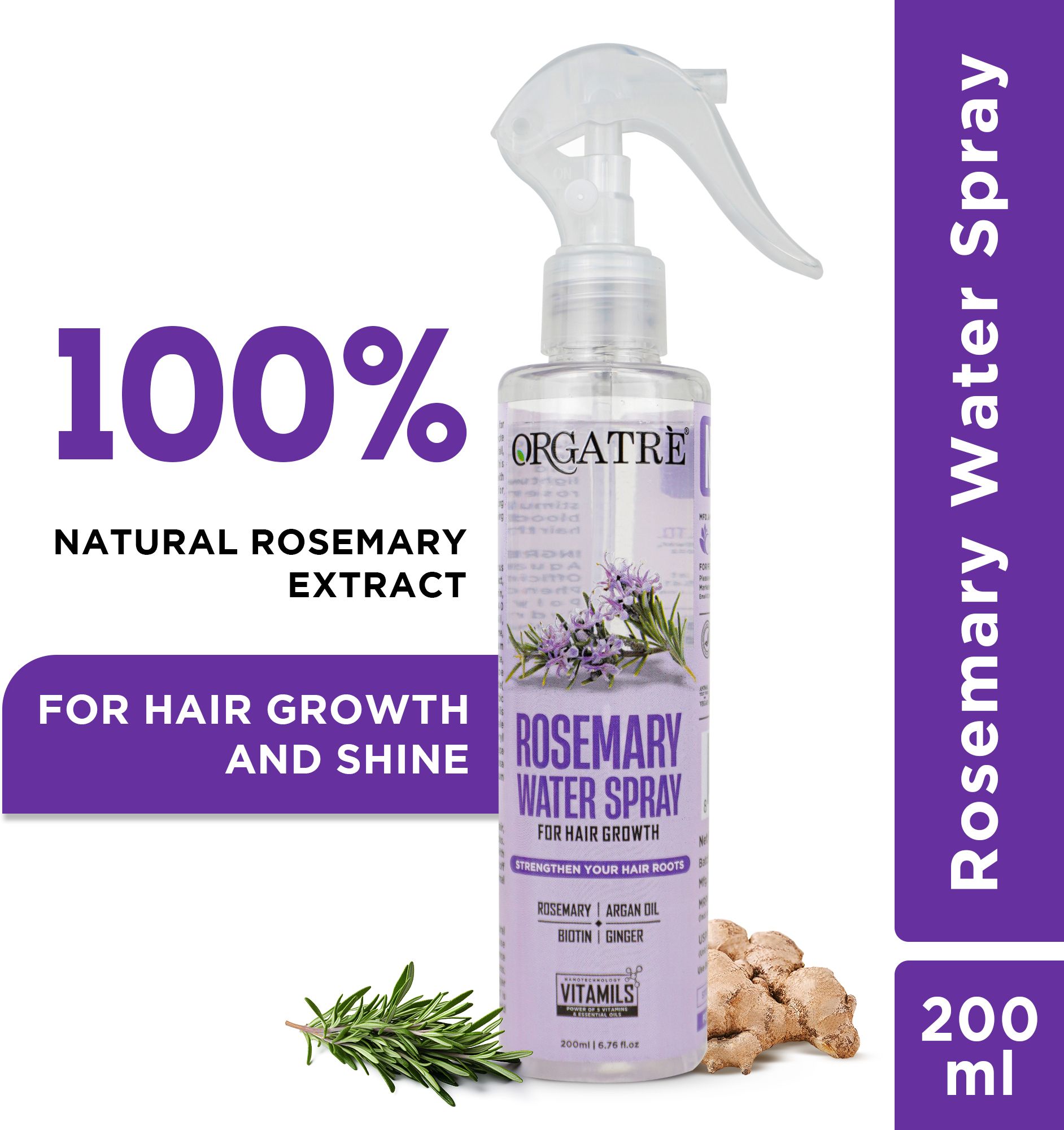 orgatre 100% Rosemary Water Spray for Hair Growth, Frizz Control & Natural Thicker Hair Styler-picture-26