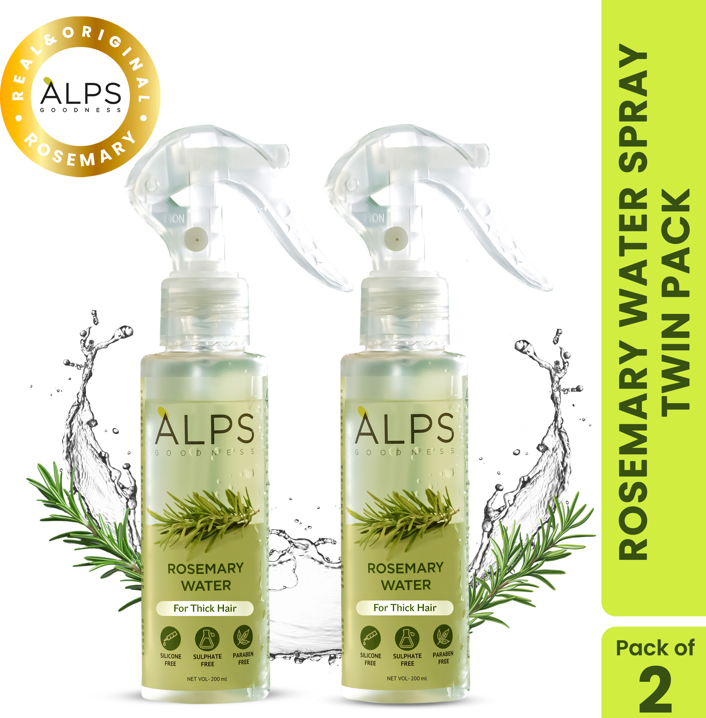 Alps Goodness Rosemary Water Hair Spray for Regrowth, Pack of 2