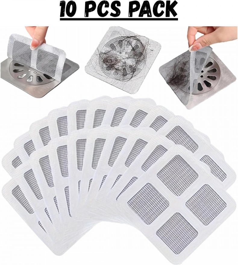 SHOWER DRAIN MESH STICKER (10 PCS SET) Hair Wash Basin