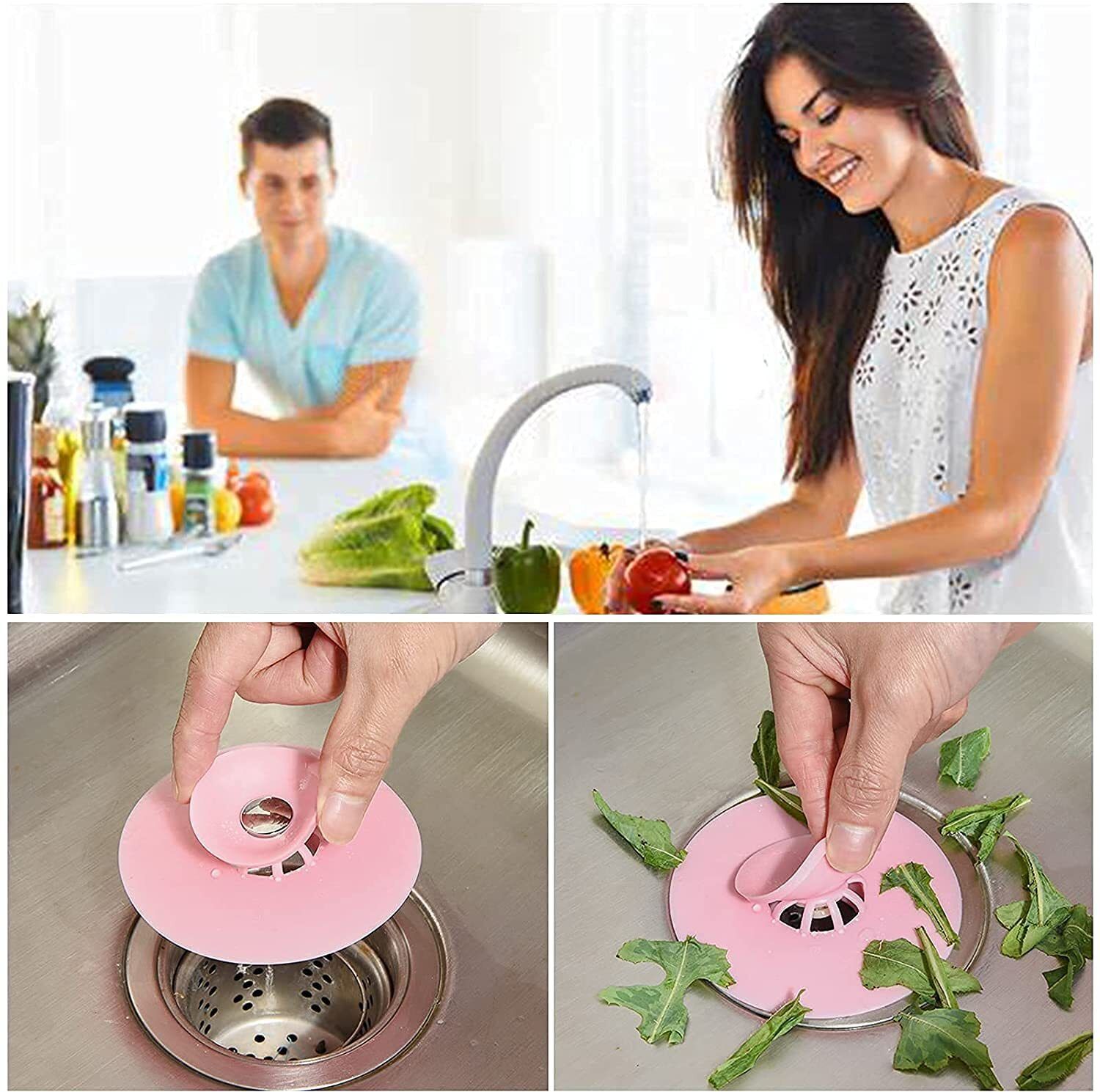 Universal Sink Drain Stopper with Hair Catcher Strainer pack of 5 Hair Wash Basin-image-9