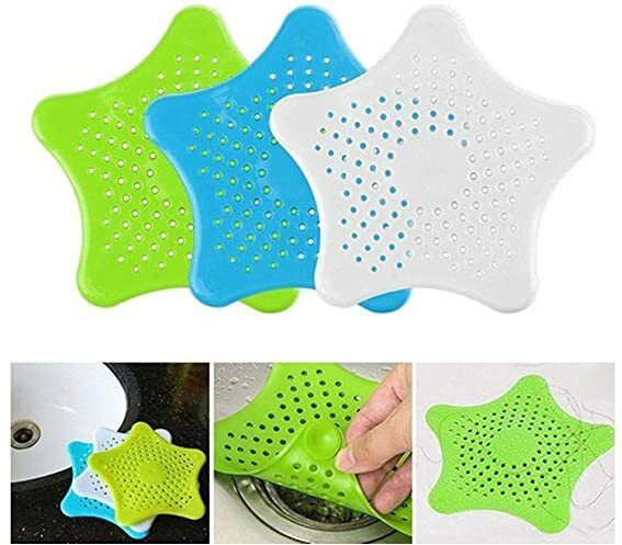 Silicone Star ilica Sink Bathroom Accessories Set Hair Wash (Multicolor) 4 PC Hair Wash Basin