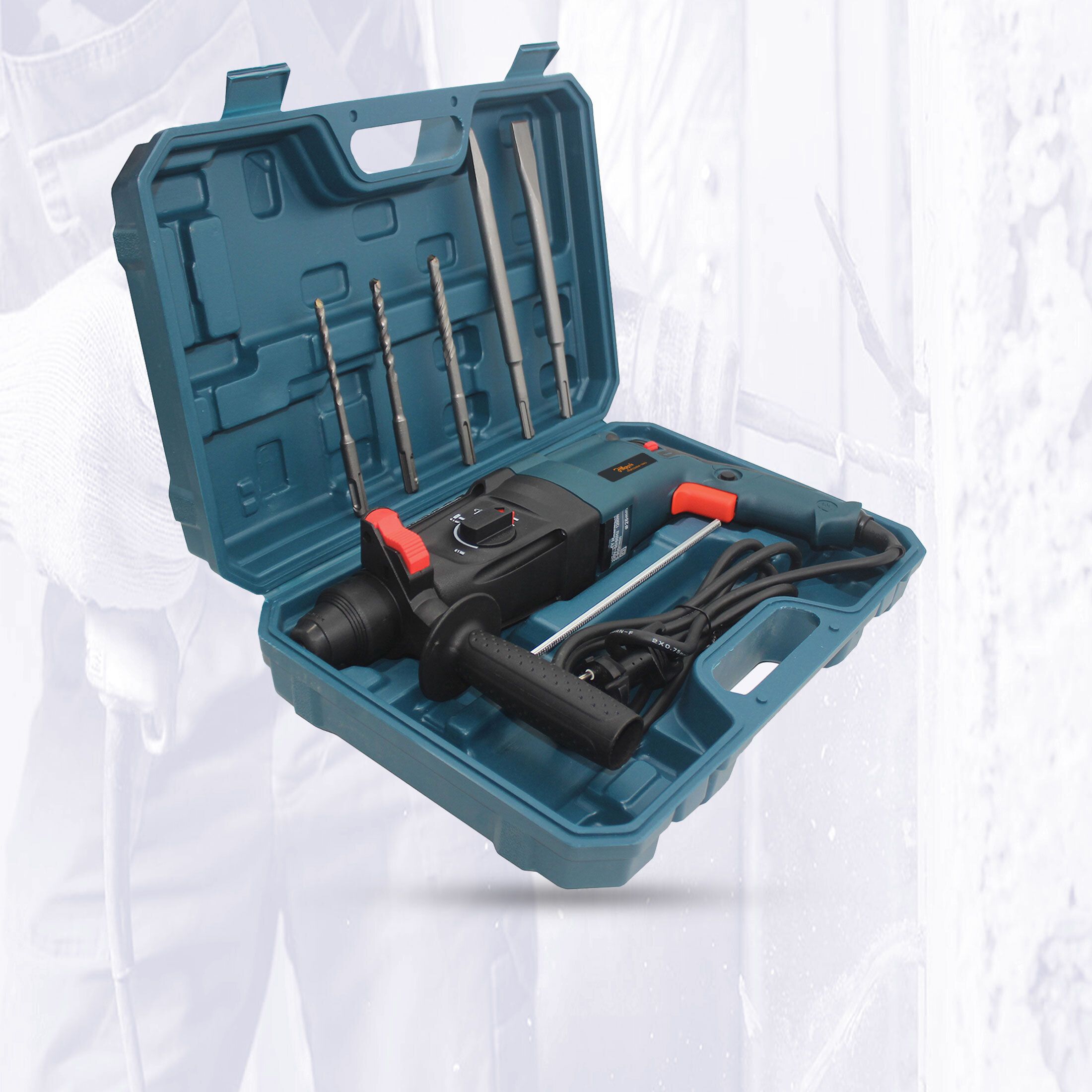 100% Copper Winding H26H4 All Purpose 26mm Hammer Impact Drill Machine Forward/Reverse Rotaion with 5 Bits for Making Holes in Metal/Wood/Concrete Hammer Drill-image-8