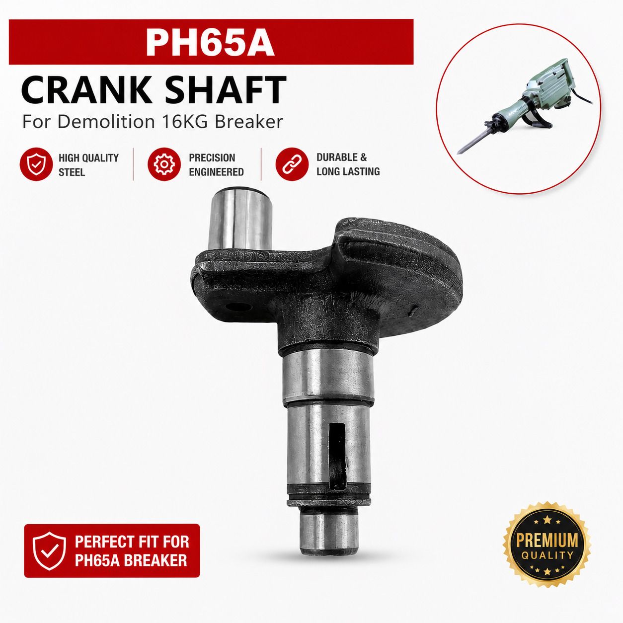 hoxiul PH65 Crank Shaft | 16KG Demolition Breaker Crank Shaft | PH65A Demolition Hammer Crank Shaft | Hammer Drill-picture-31
