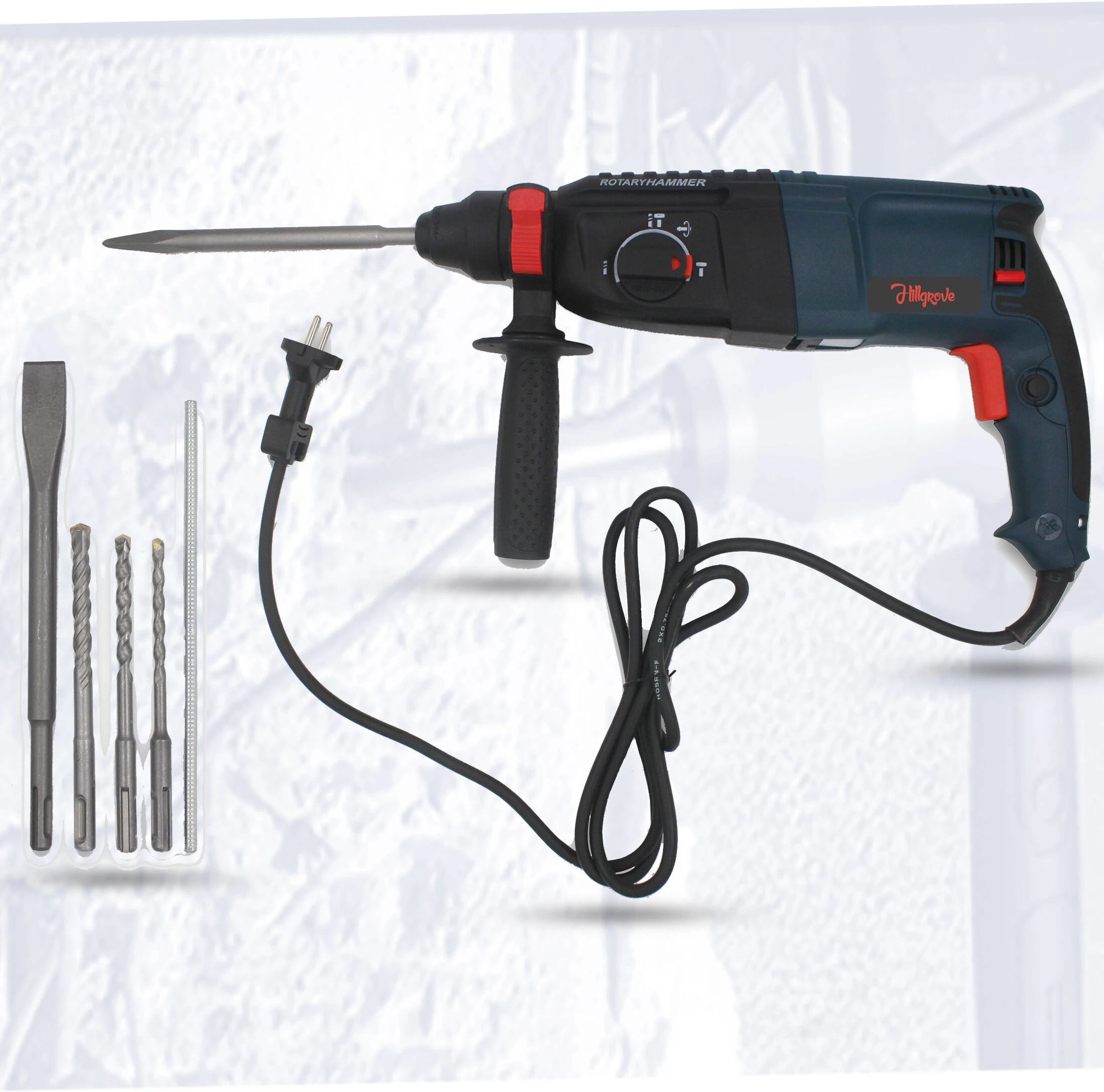 100% Copper Winding H26H5 All Purpose 26mm Hammer Impact Drill Machine Forward/Reverse Rotaion with 5 Bits for Making Holes in Metal/Wood/Concrete Hammer Drill-image-6