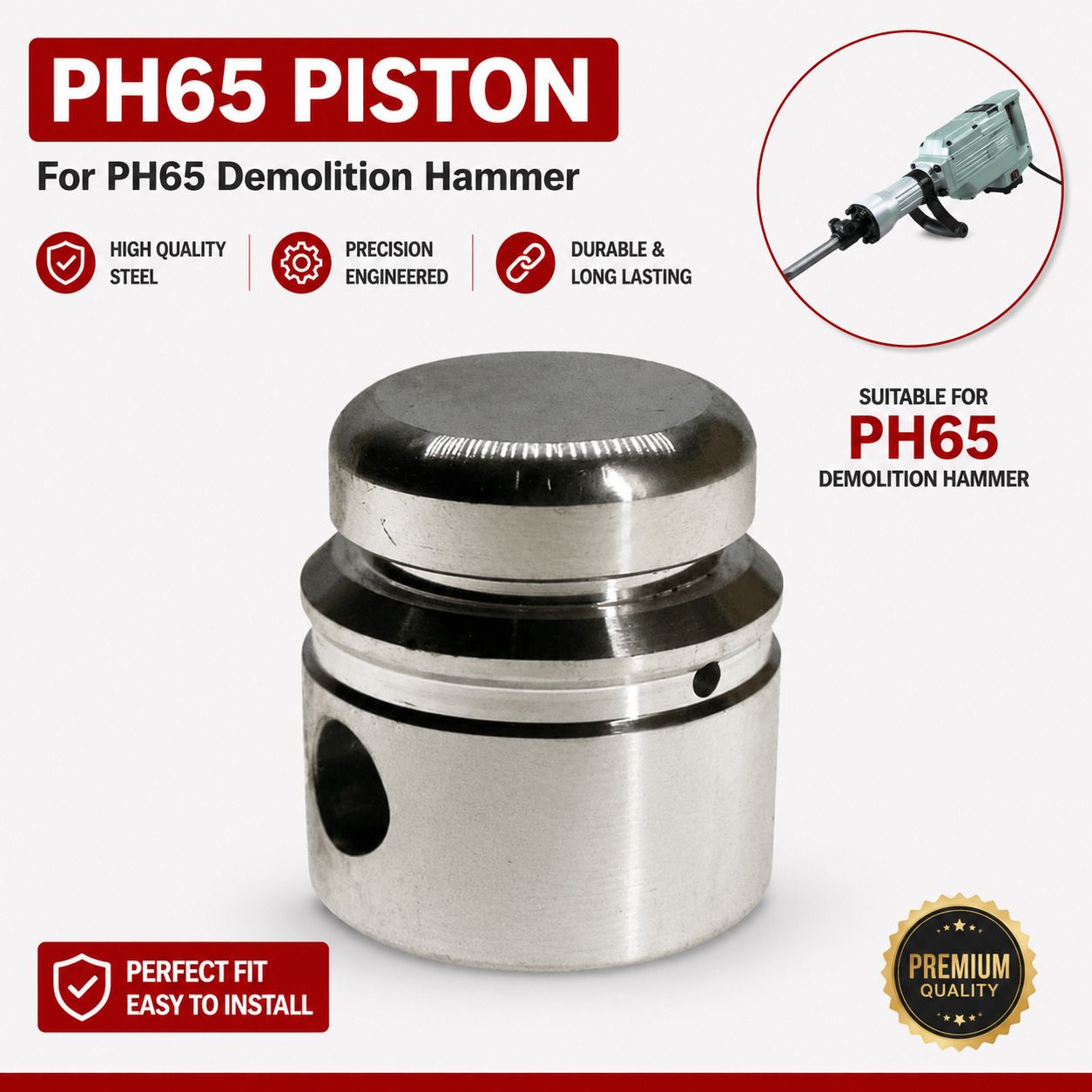 PH65 Metal Scroll Compressor Piston| Demolition Hammer PH65 Piston 16 kg Demolition Hammer PH65A Aluminum Alloy Piston Hammer Drill-image-49