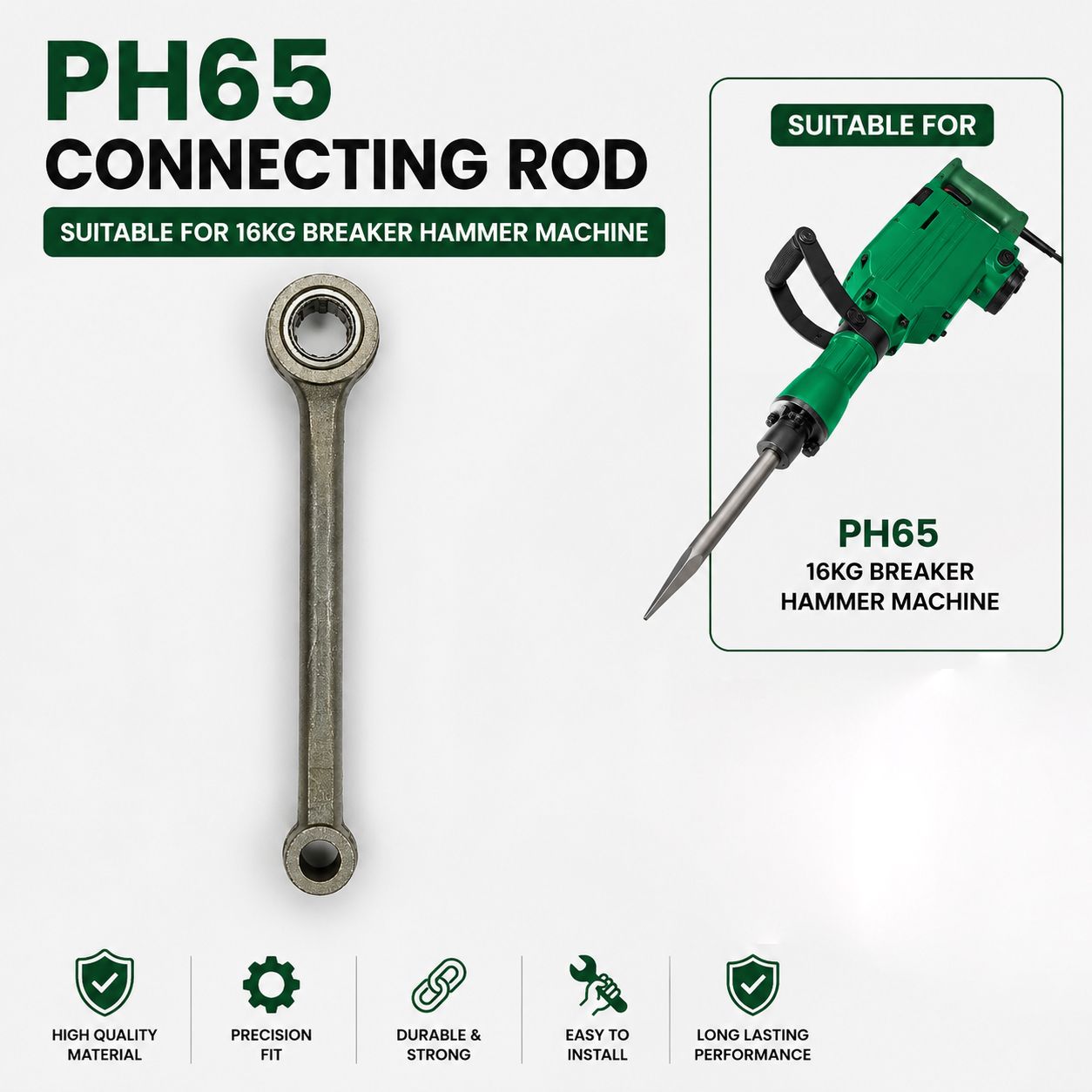 hoxiul PH65 Connecting Rod for 16KG Breaker Hammer | Heavy Duty Spare Part 16 kg demolition hammer PH65 Connecting Rod for 16KG Breaker Hammer Hammer Drill-picture-10