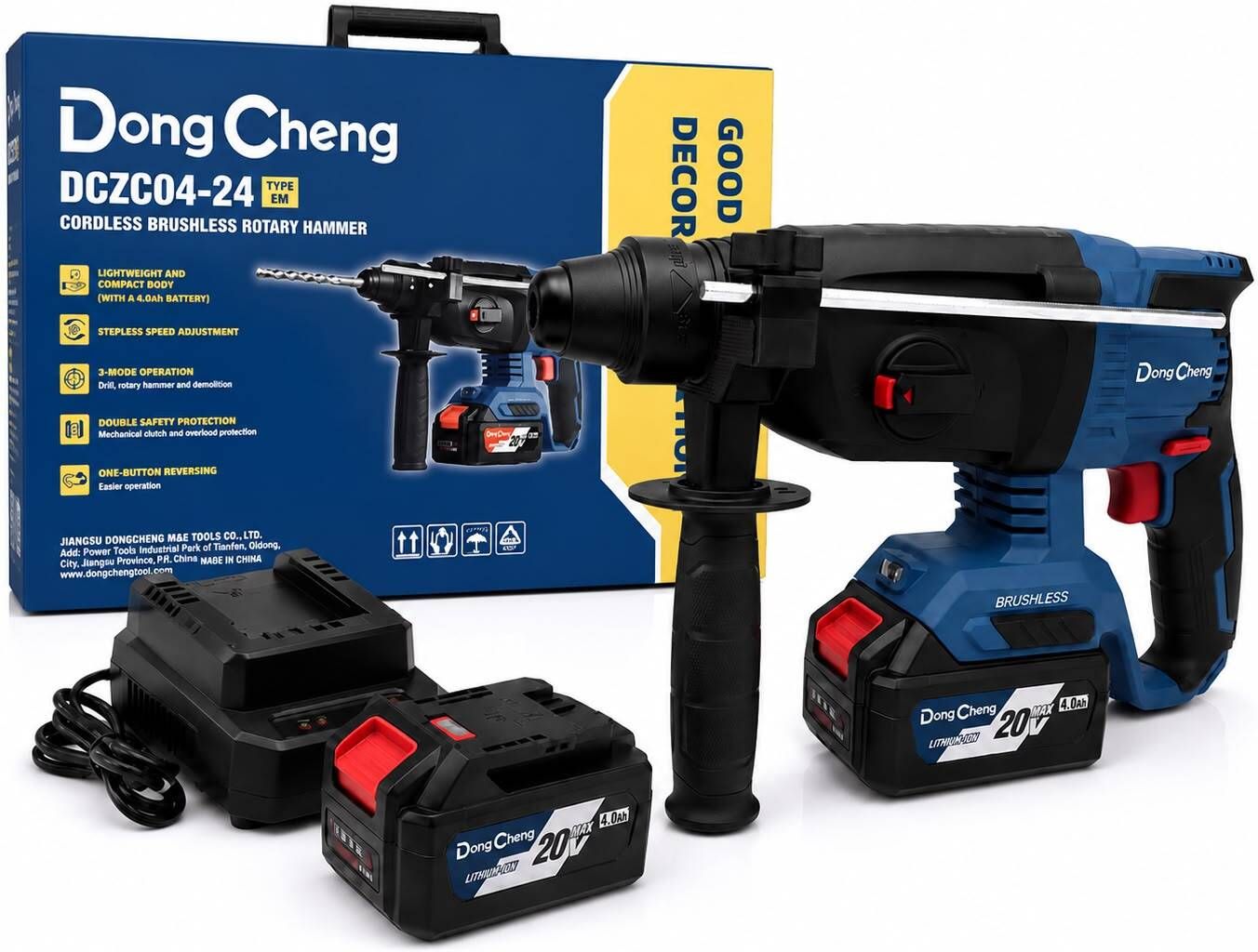 DCZC04-24 20V Cordless Brushless Hammer Drill | SDS-Plus | Battery Operated Concrete Drill Cordless Drill-image-1