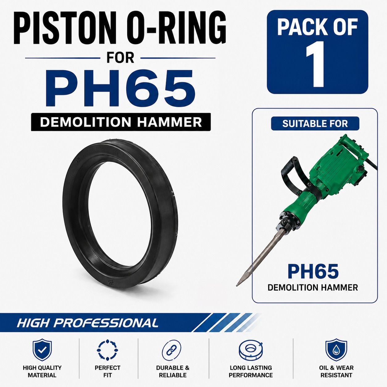 hoxiul PH65 Piston 0 Ring for 16KG Breaker Hammer | Heavy Duty Spare Part | Pack of 1 | PH65 O-Ring for 16KG Breaker Hammer Drill-picture-33