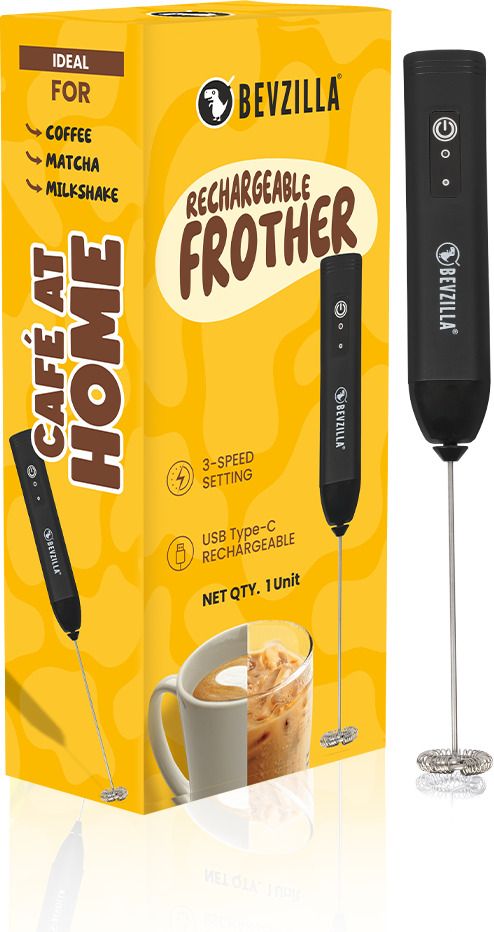 50 W 3-Speed Rechargeable Frother with Type-C Fast Charging | One-Touch Operation Electric Whisk, Hand Blender