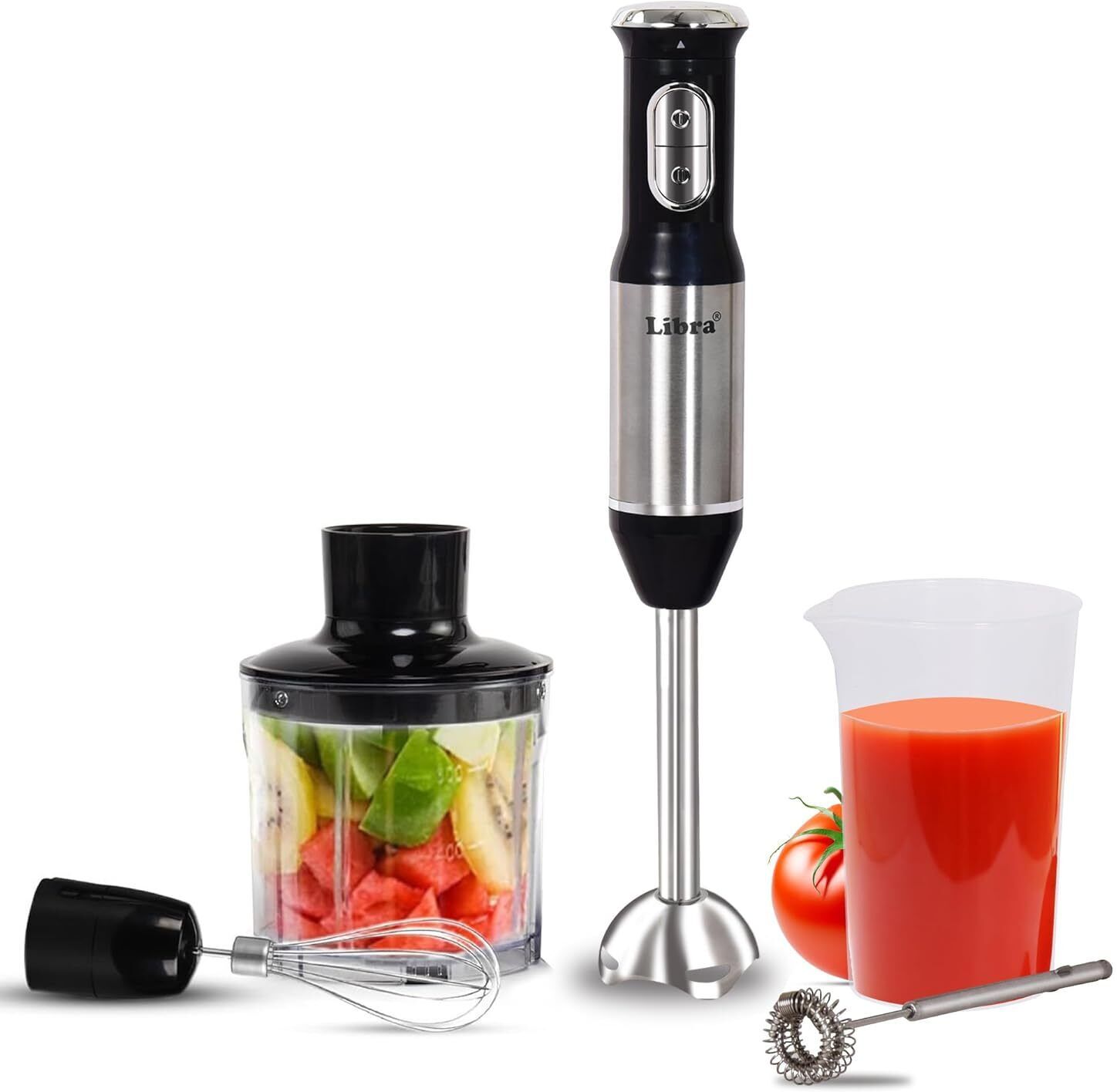 1200 W Stainless Steel and Black Hand Blender