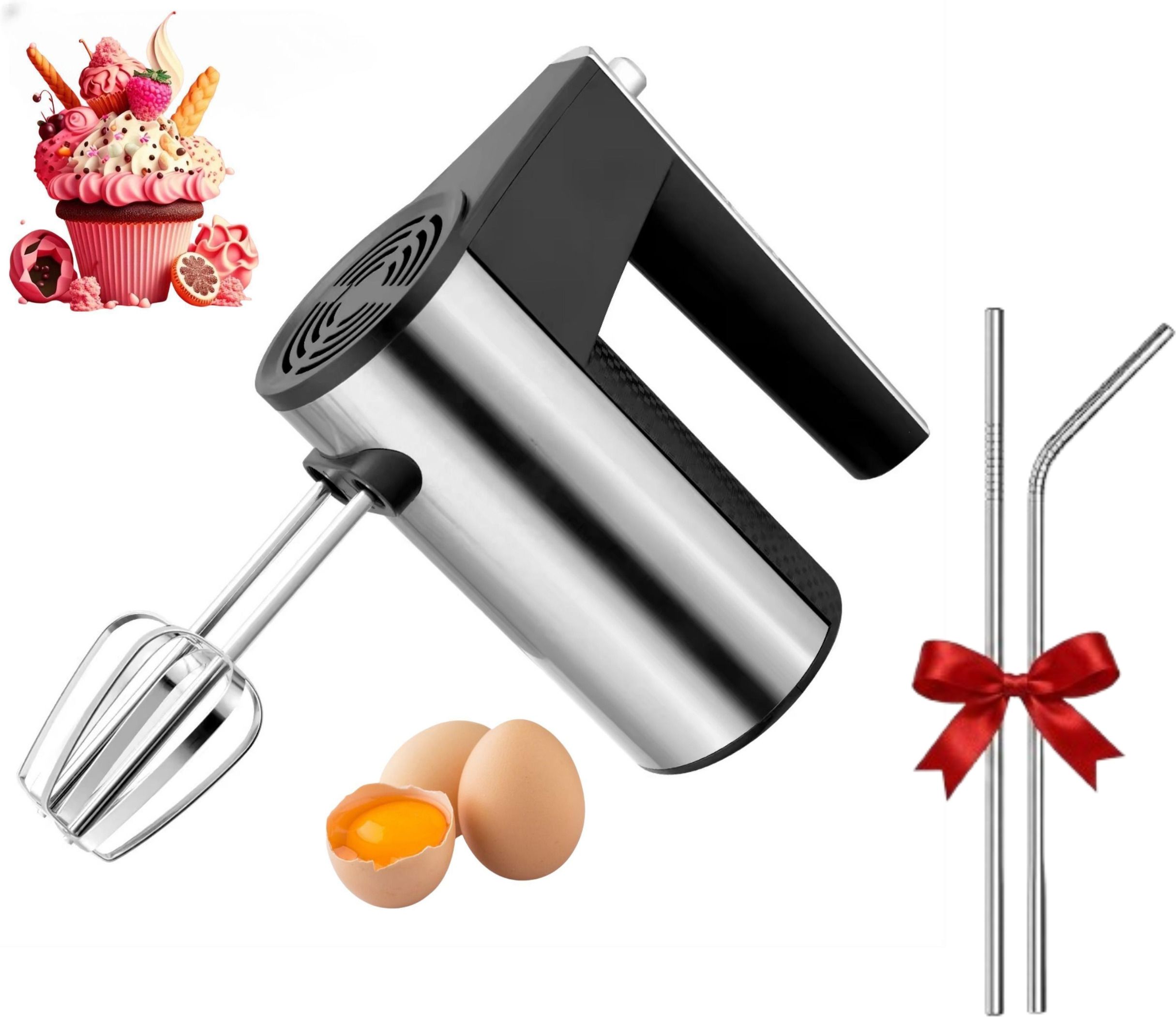 500 W Black, Silver Hand Blender, Electric Whisk-image-1