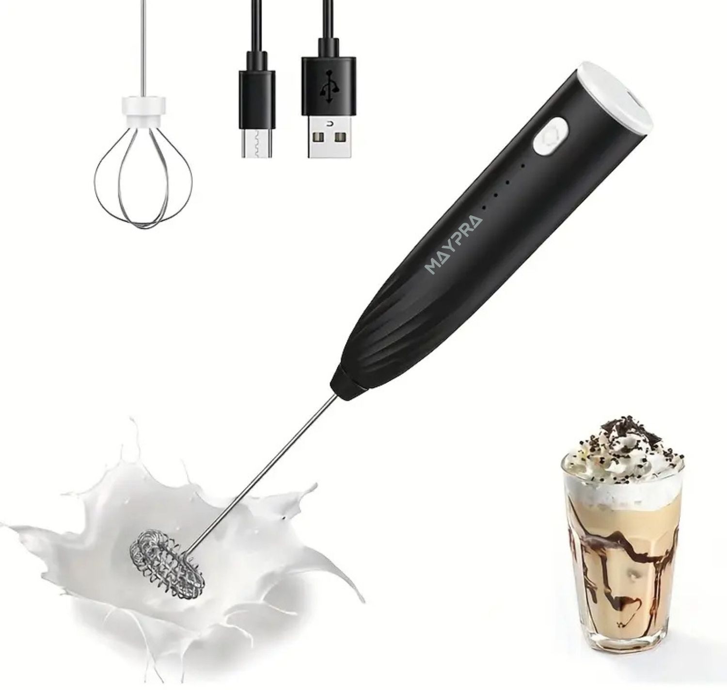 maypra 50 W Rechargeable Milk Frother & Egg Beater | 3 Speed with 2 Stainless Steel Whisks Electric Whisk-picture-16