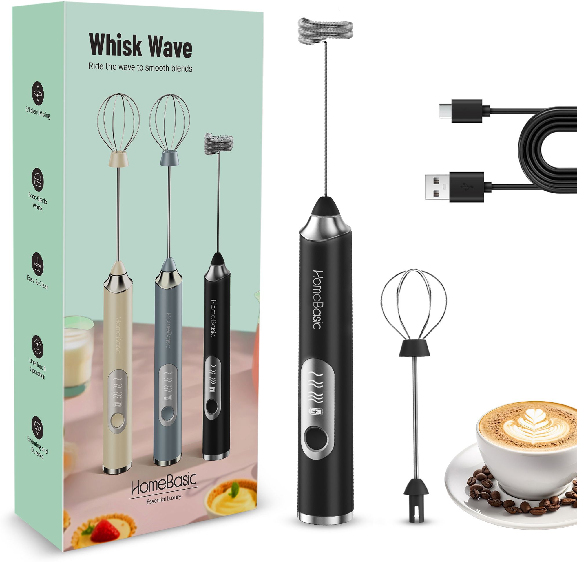 homebasic 50 W Black Hand Blender, Electric Whisk-picture-12