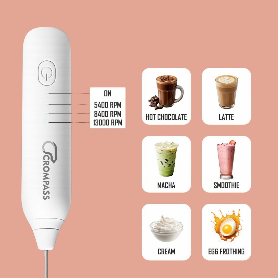 crompass 50 W White and Black Electric Whisk, Hand Blender, Stand Mixer-picture-29