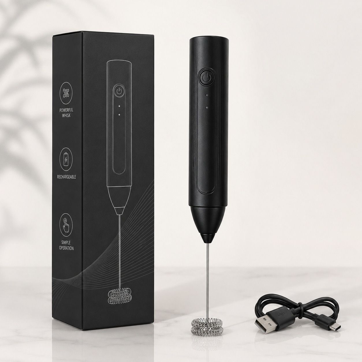 50 W 50 W Electric Coffee Frother Machine, Coffee & Milk Whisker, Hand Blender, Grey Hand Blender, Electric Whisk-image-17