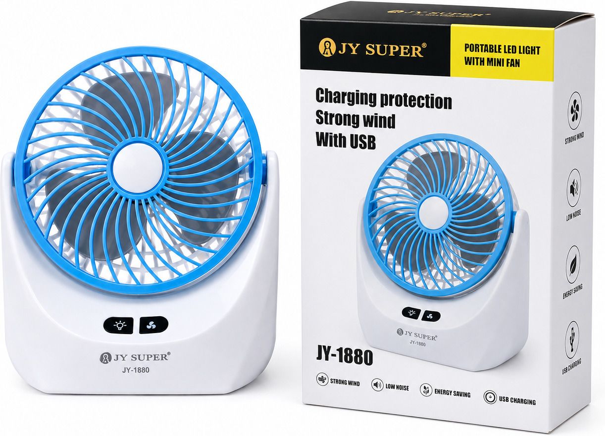 Nik Portable USB Rechargeable Mini Fan with LED Light | 3 Speed Desk Fan for Home 123456 USB Fan-image-10