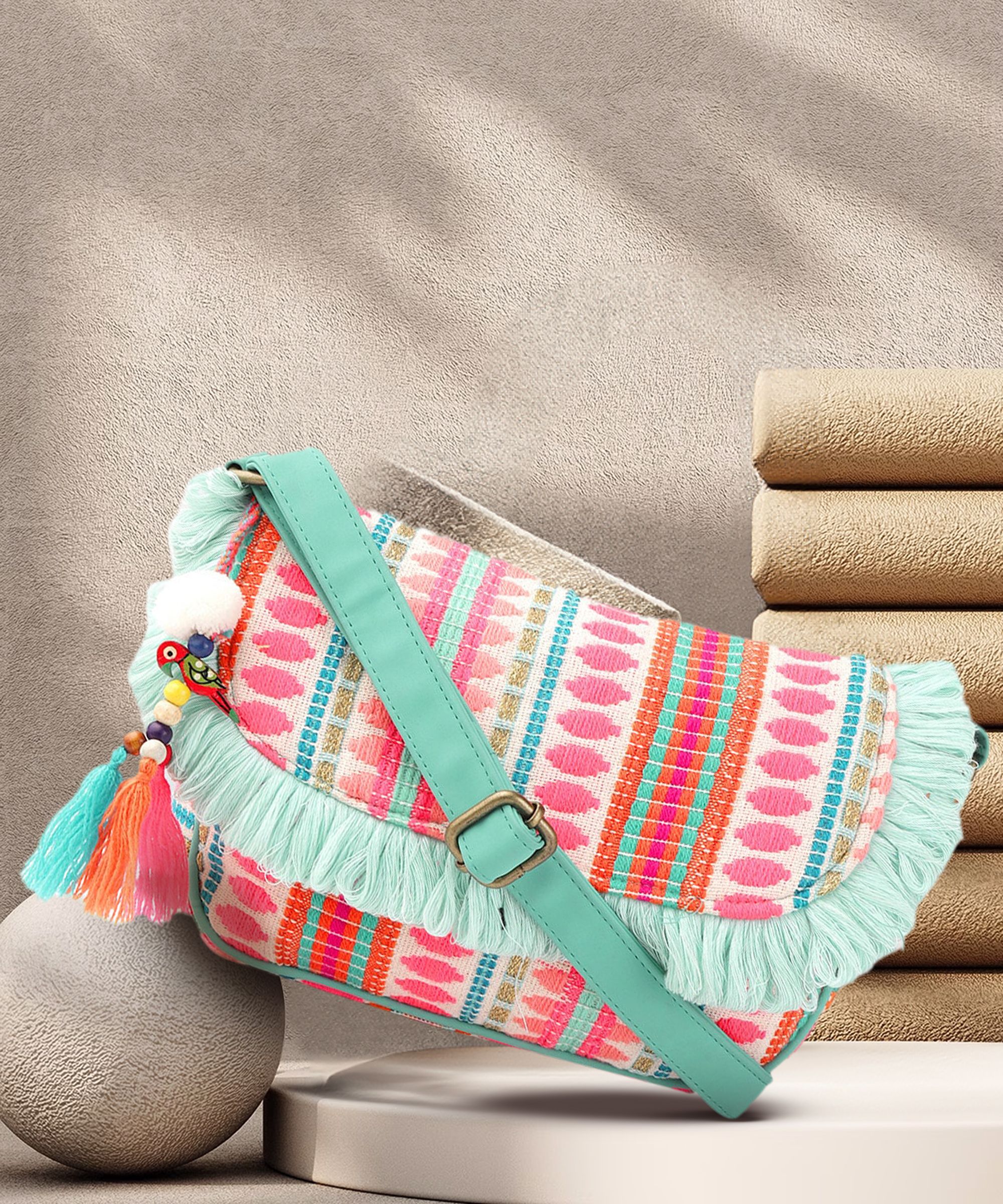 Women Pink Sling Bag-image-10
