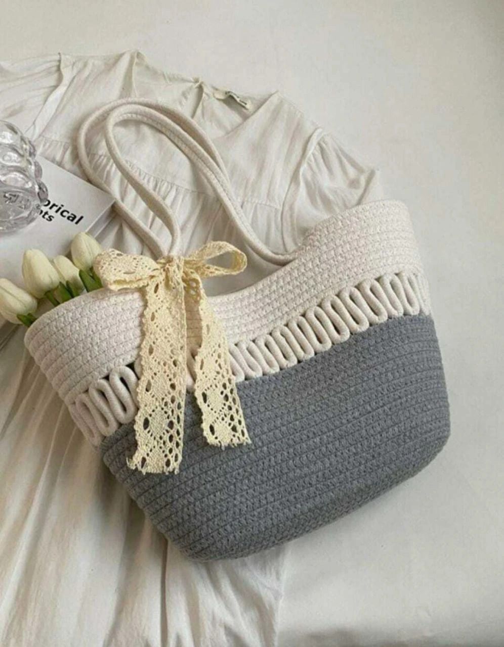 dyarchy Women Grey, White Hand-held Bag-picture-12