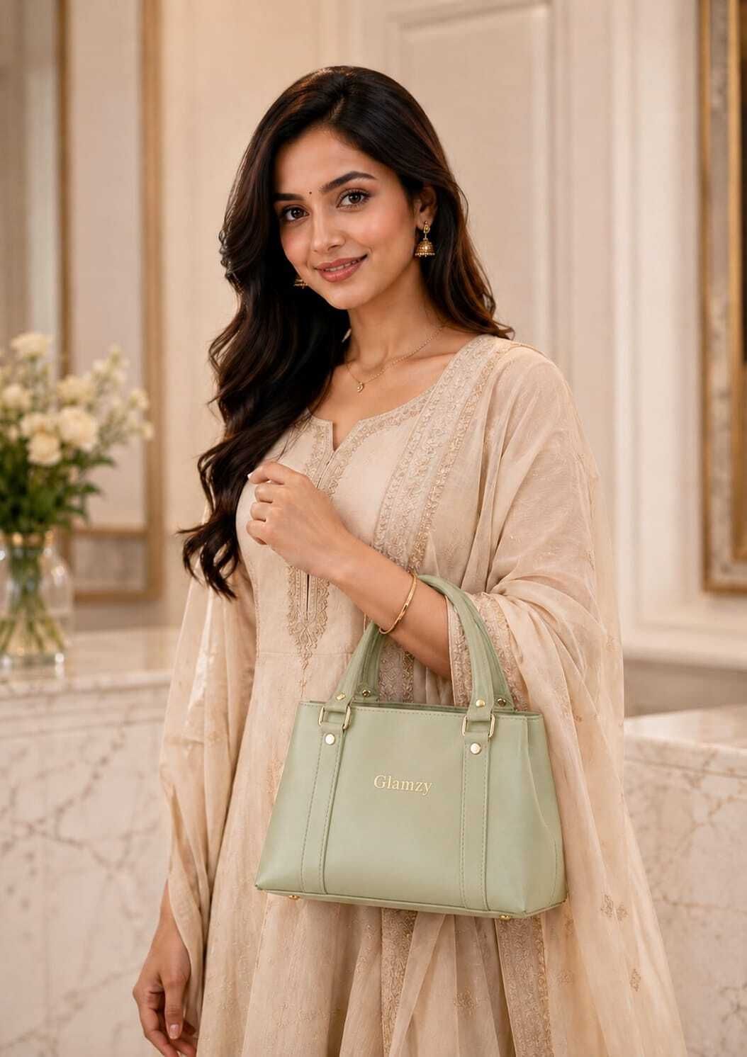 Women Green Hand-held Bag-image-20