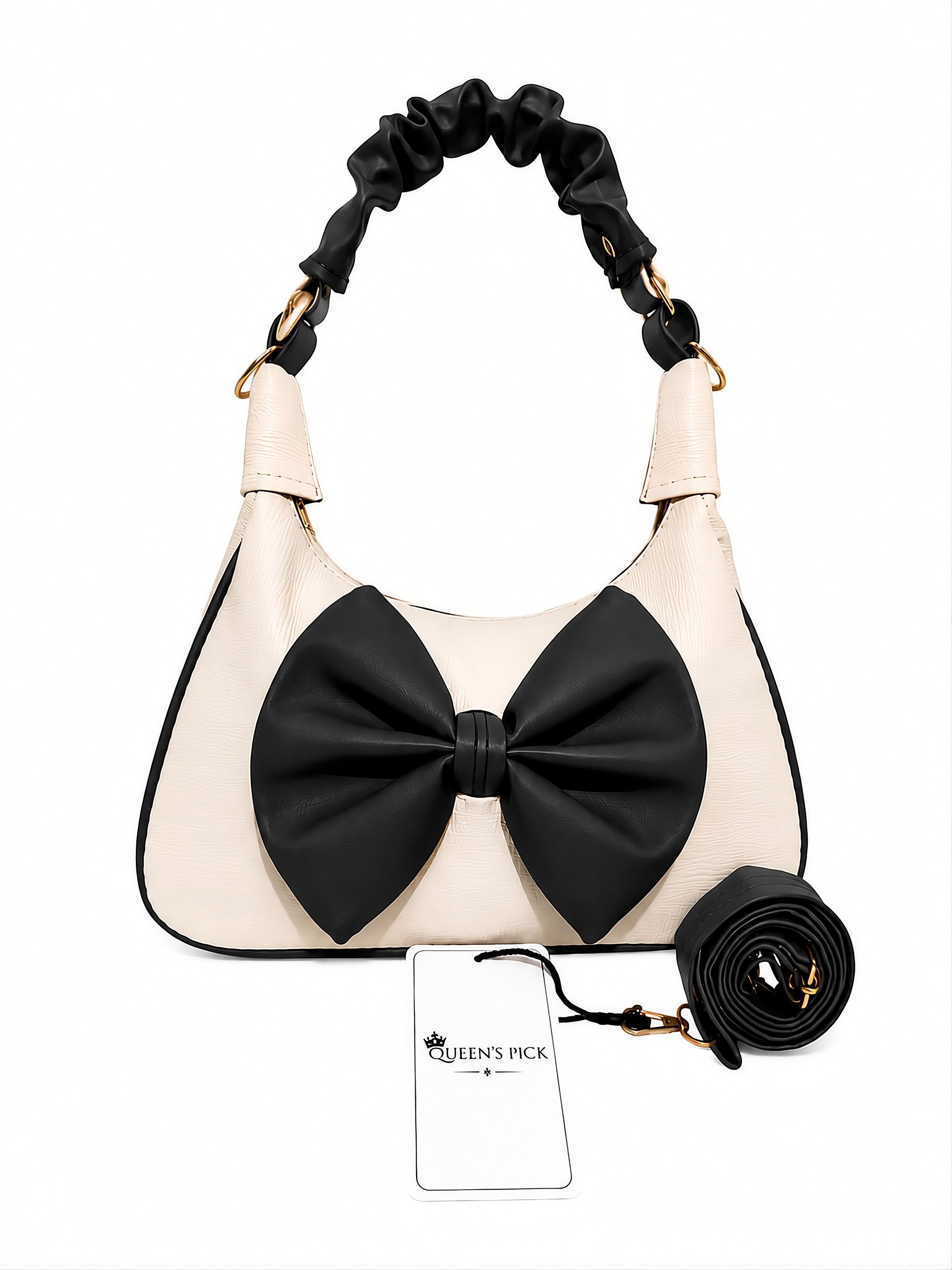 Black Women Shoulder Bag Womens Bow Flower Handbag-image-48