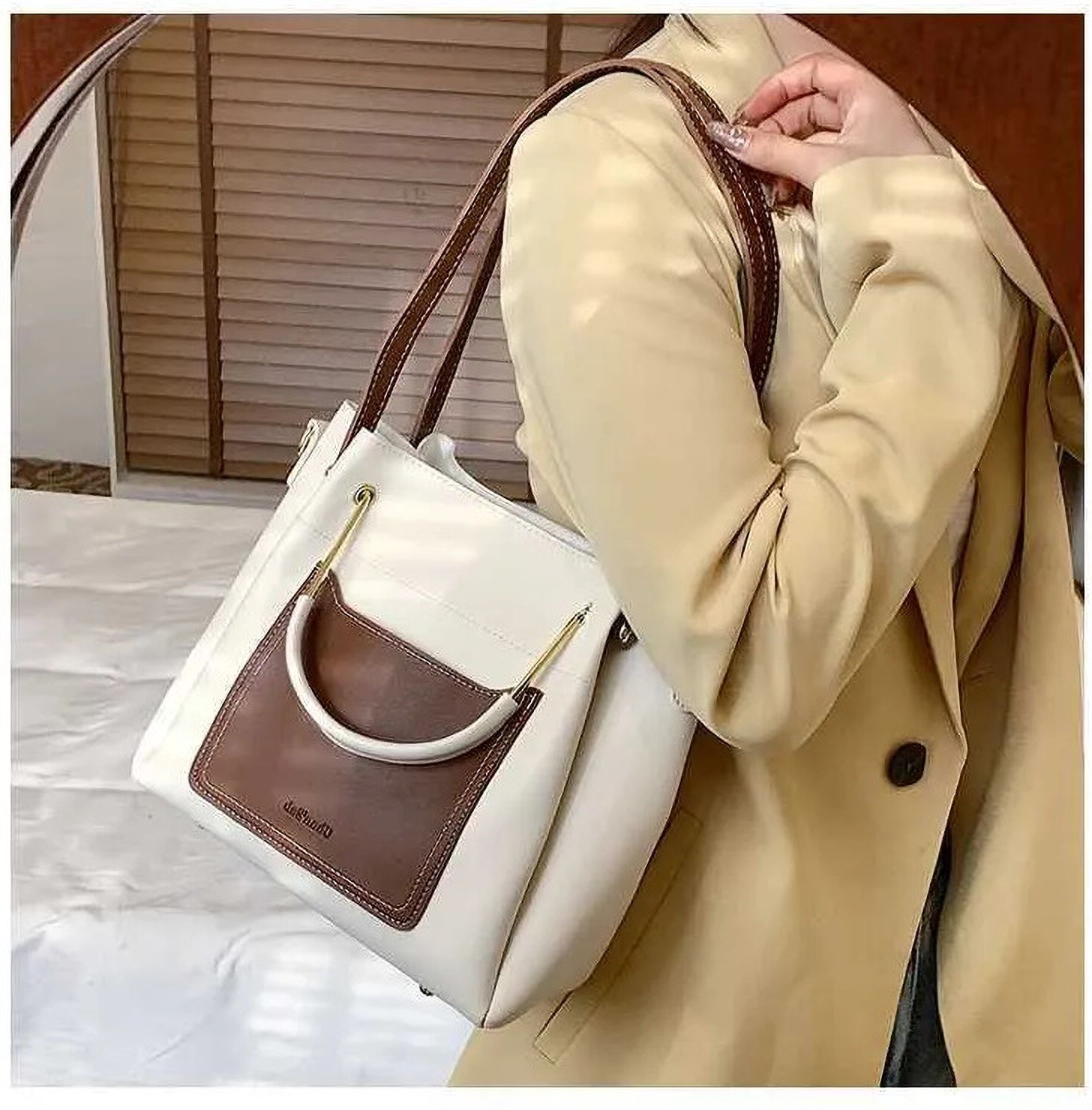 Women Black, Beige Messenger Bag