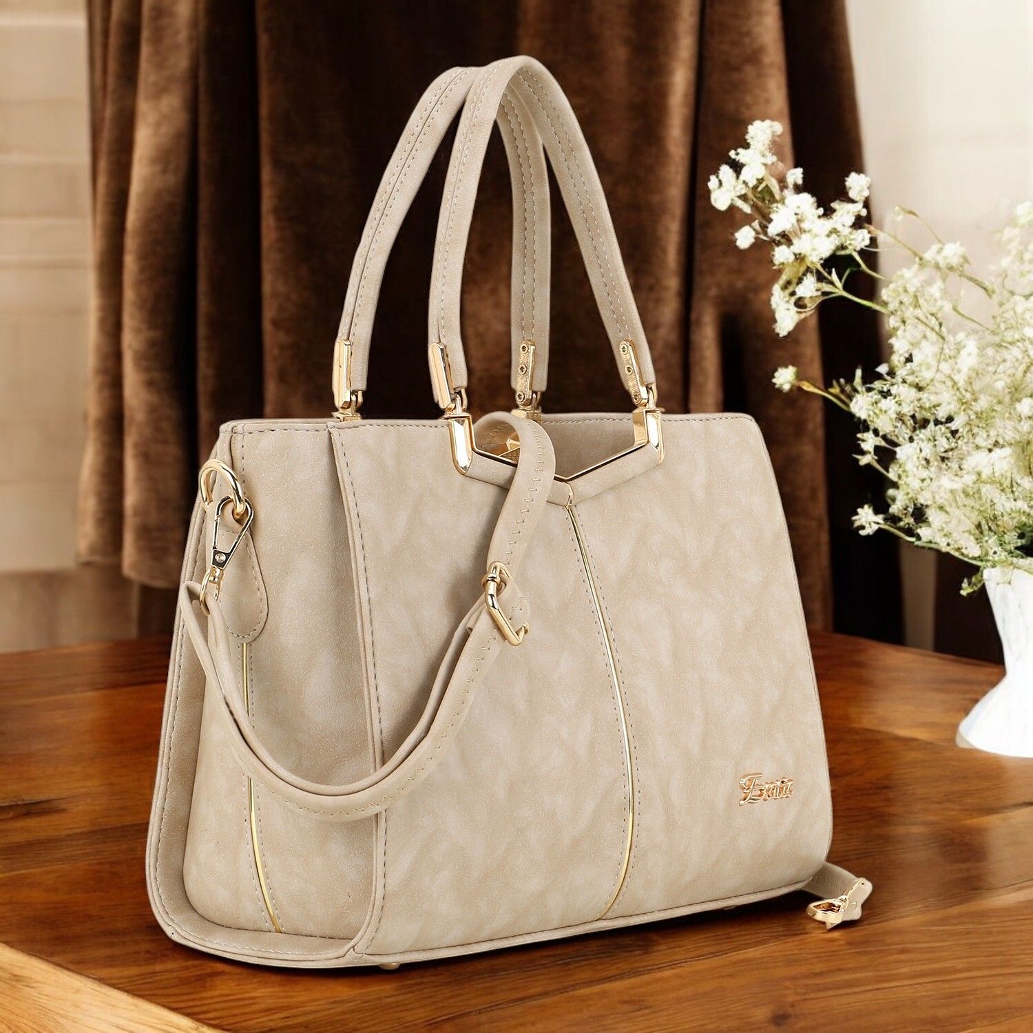 Women Beige Sling Bag-image-11