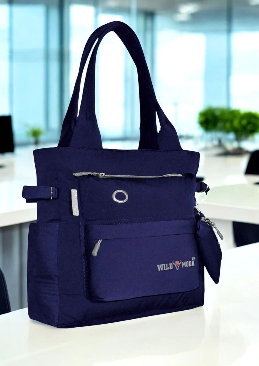 Women Blue, Grey Tote-image-35