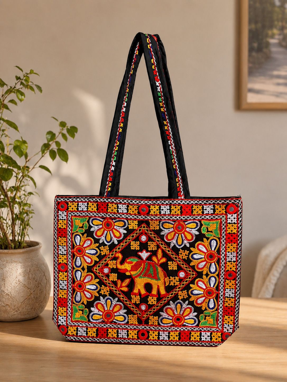 Women Multicolor, Black Shoulder Bag-image-2
