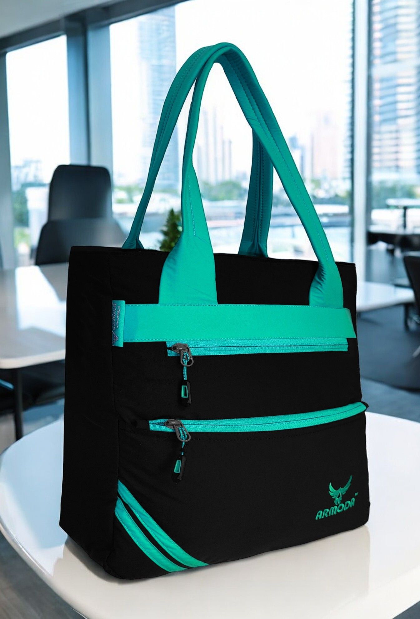 armoda Women Black, Blue Tote - Extra Spacious-picture-15