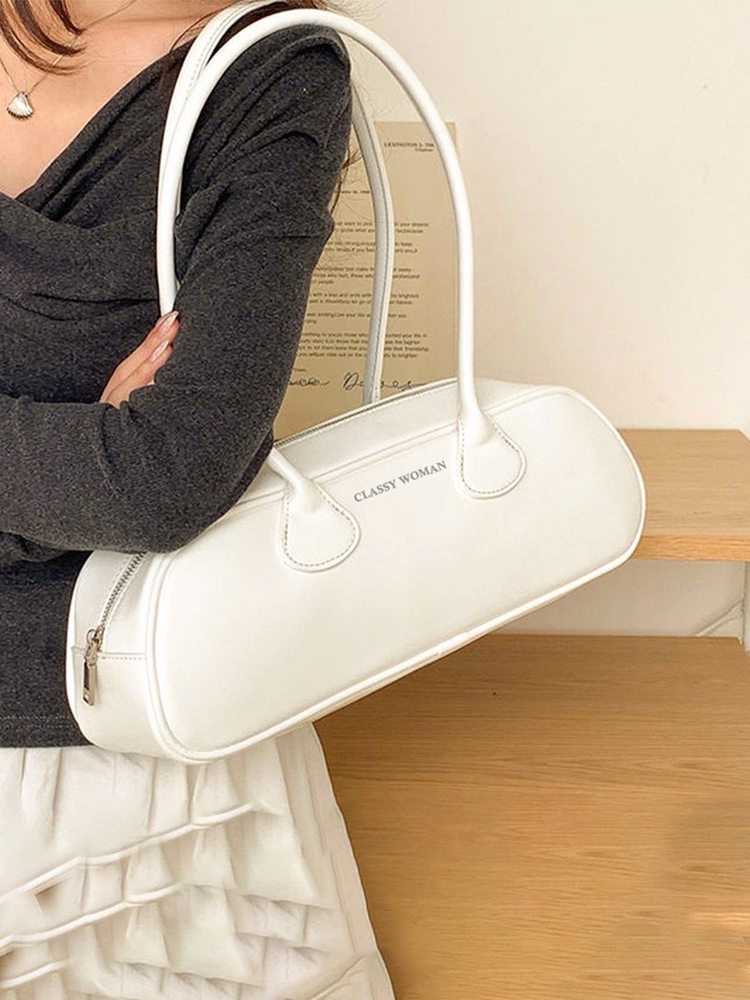 Women White Shoulder Bag-image-27